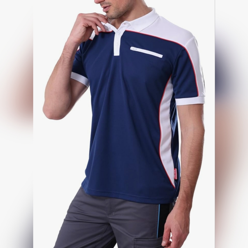 Classic Navy and White Polo Shirt - Picture 3 of 4